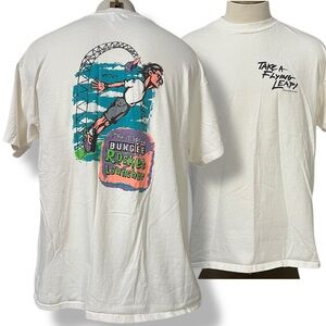 Vintage 90s Bungee Jump DS Graphic SS T Shirt HANES HEAVYWEIGHT Adult XL